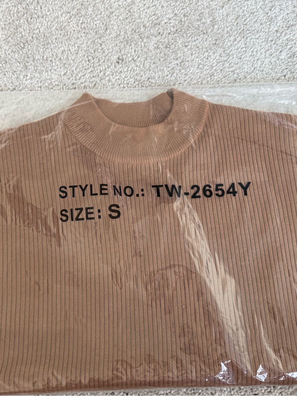 Zenana Women’s NWT Ribbed Mock-Neck Short Sleeve Sweater - Deep Camel | M&L - Picture 5 of 7